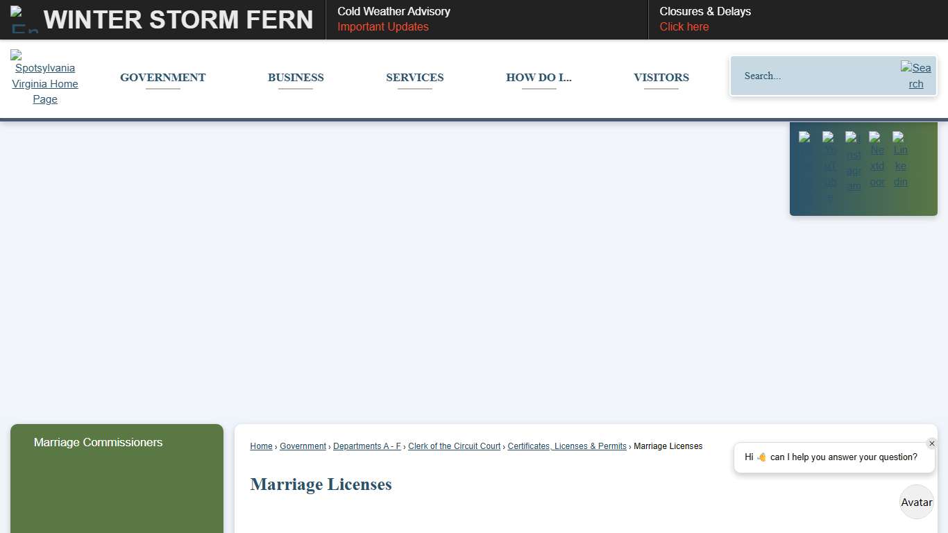 Marriage Licenses Spotsylvania County, VA