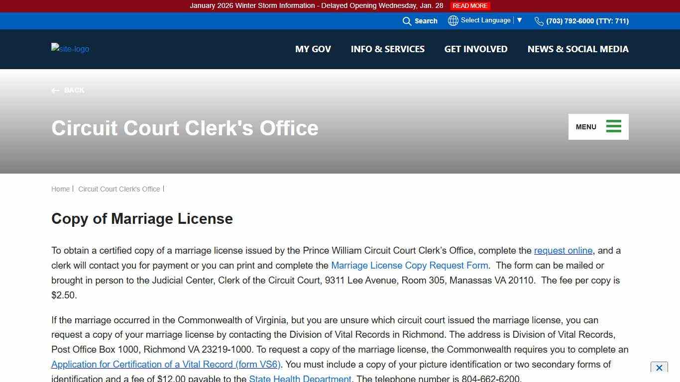 Copy of Marriage License